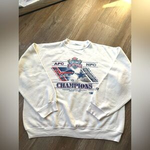VTG 93 Super Bowl Buffalo Bills VS Dallas Cowboys Sweatshirt White Faded L XL